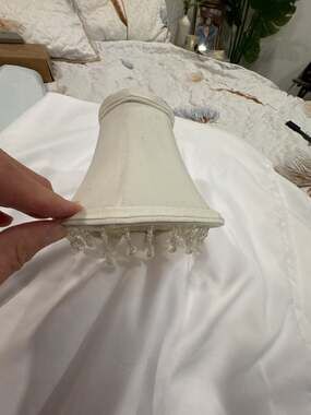 Cream Silk Bell Chandelier Clip-On Mini Lampshade with Beaded Tassels